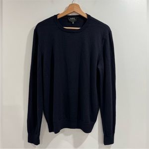 A.P.C. Men’s Dark Navy Blue Merino Wool Sweater Size Medium